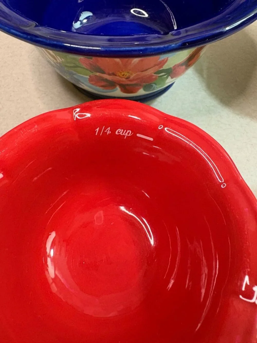 Pioneer Woman Ceramic Nesting Measuring Prep Bowls Cups 4 piece Floral